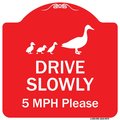 Signmission Drive Slowly 5 Mph Please W/ Duck & Ducklings Walking Graphic Alum Sign, 18" x 18", RW-1818-9979 A-DES-RW-1818-9979